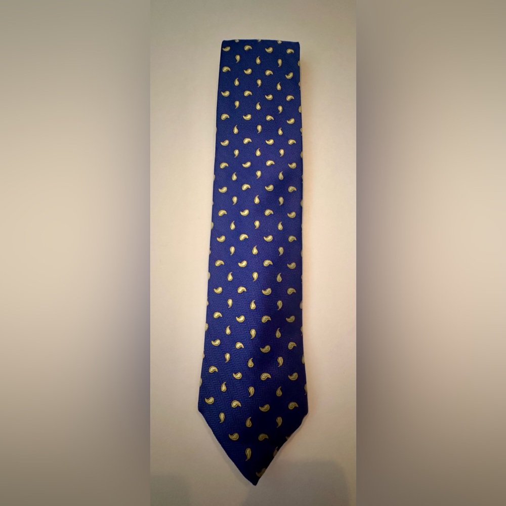 Hickey Freeman Men’s Tie Blue and Yellow Paisley Pattern